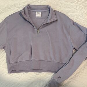 TNA Lavender Half-Zip Cropped Sweatshirt